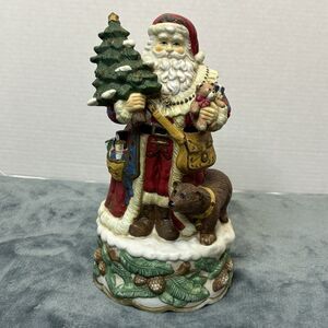 Vintage Musical 11” Jolly Ole St Nick Santa Ceramic Music Box Collectible Figure